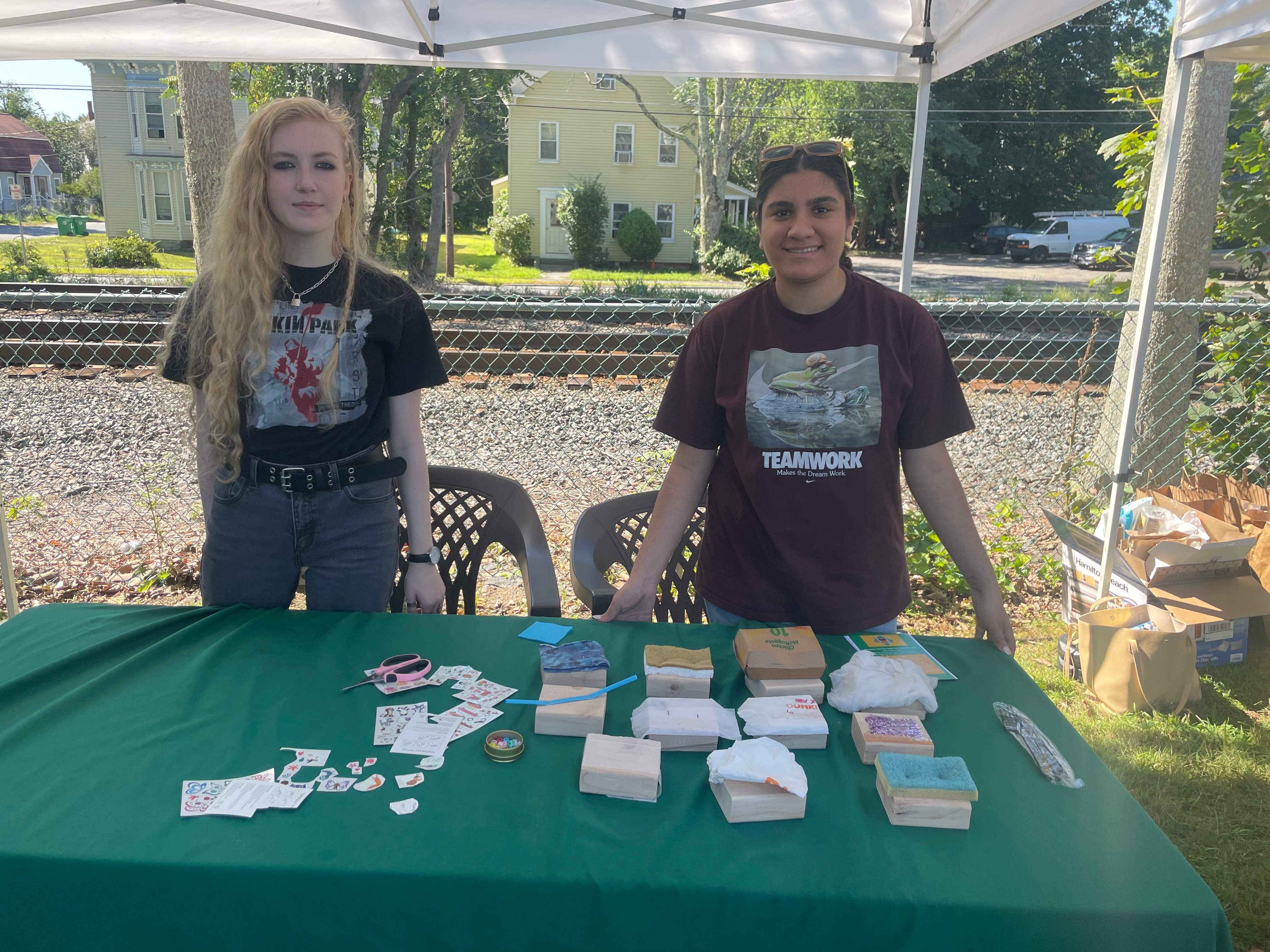 Community outreach booth with educational materials